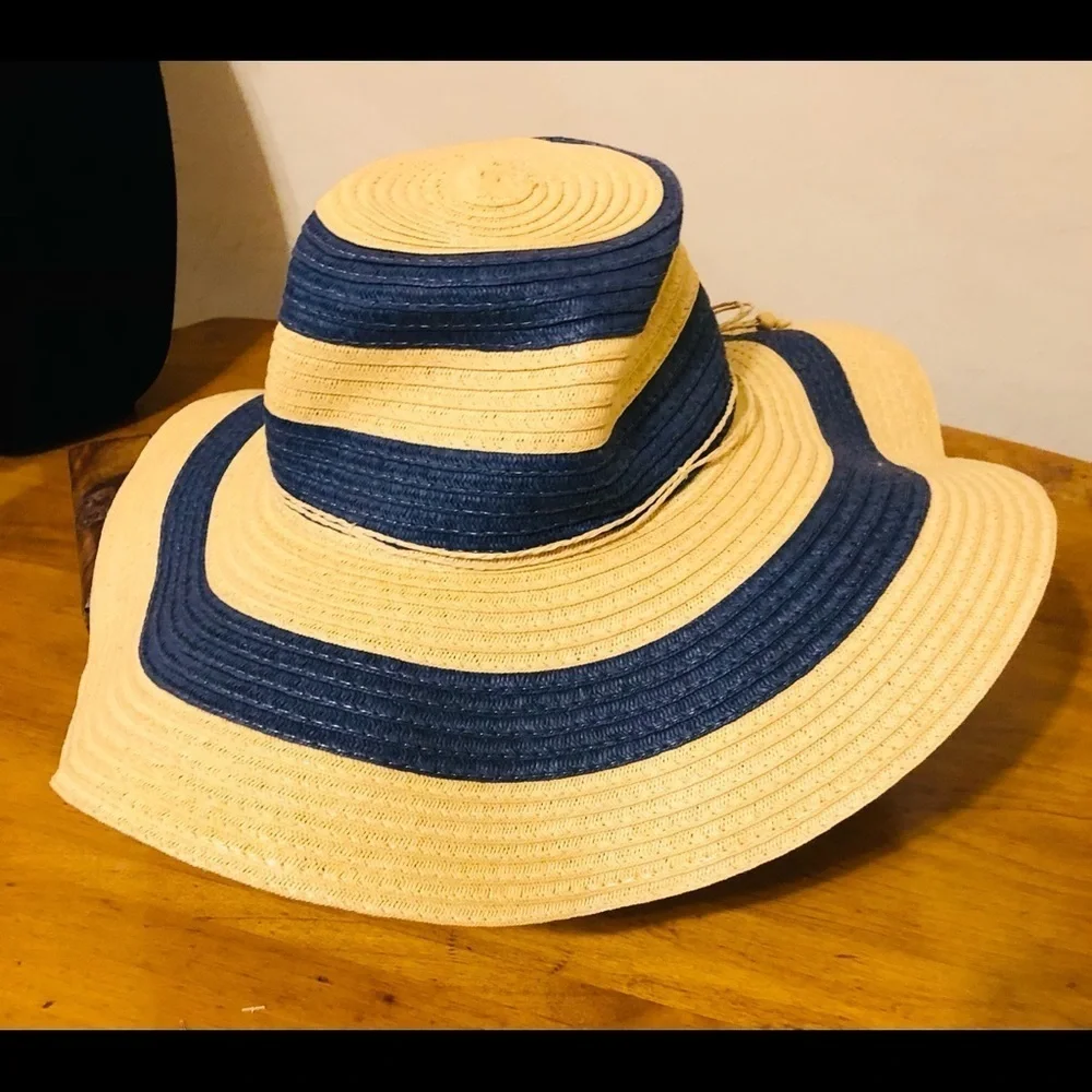 Panama Jack Navy Straw Floppy Beach Hat
